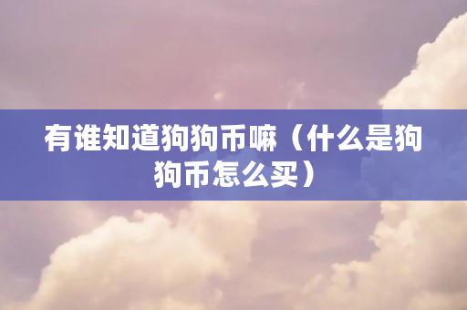 有谁知道狗狗币嘛（什么是狗狗币怎么买）