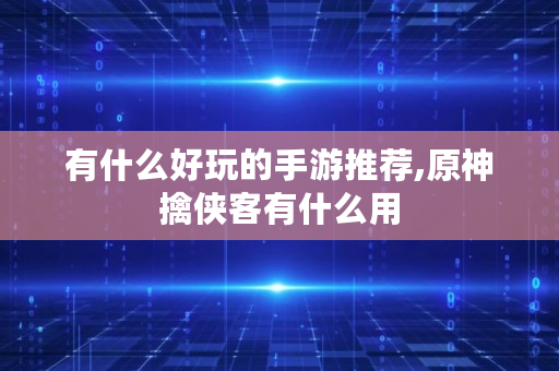 有什么好玩的手游推荐,原神擒侠客有什么用