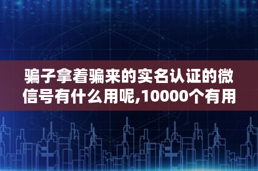骗子拿着骗来的实名认证的微信号有什么用呢,10000个有用的实名认证