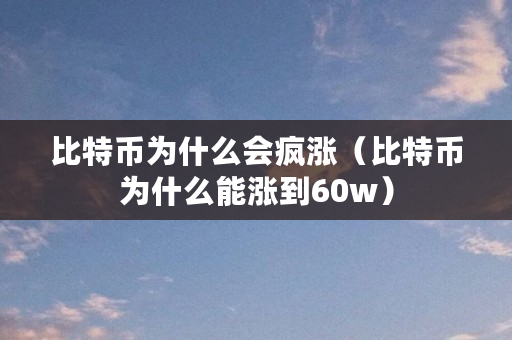 比特币为什么会疯涨（比特币为什么能涨到60w）