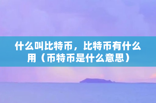 什么叫比特币，比特币有什么用（币特币是什么意思）