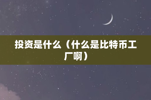 投资是什么（什么是<a href=https://www.globetech.com.cn/news/299313.html target=_blank class=infotextkey>比特币</a>工厂啊）