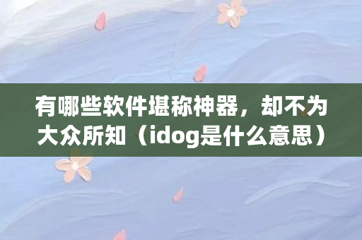 有哪些软件堪称神器，却不为大众所知（idog是什么意思）