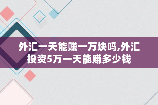 外汇一天能赚一万块吗,外汇投资5万一天能赚多少钱
