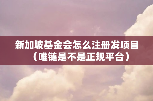 新加坡基金会怎么注册发项目（唯链是不是正规平台）