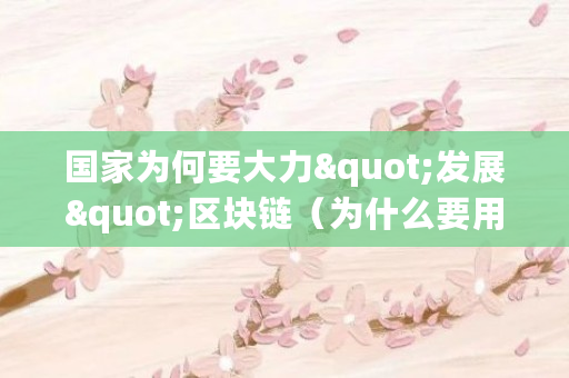 **为何要大力"发展"区块链（为什么要用区块链技术）