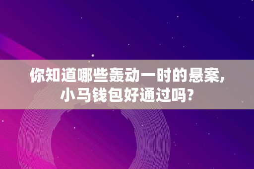 你知道哪些轰动一时的悬案,小马钱包好通过吗?