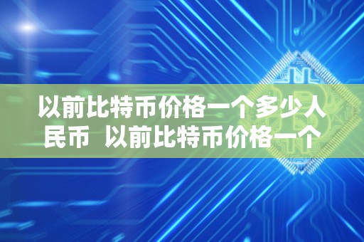 以前比特币价格一个多少人民币 以前比特币价格一个多少人民币及以前比特币价格一个多少人民币啊