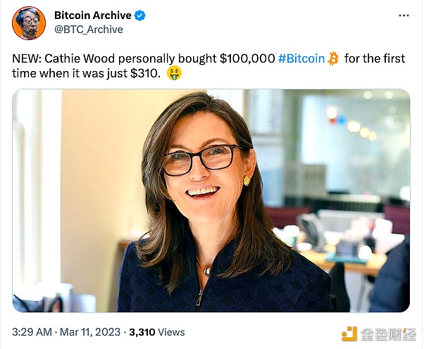 Cathie Wood以310美元的价格购买了10万美元的比特币-**张图片-binance下载